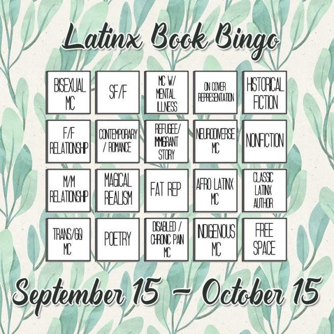 Latinx bingo board